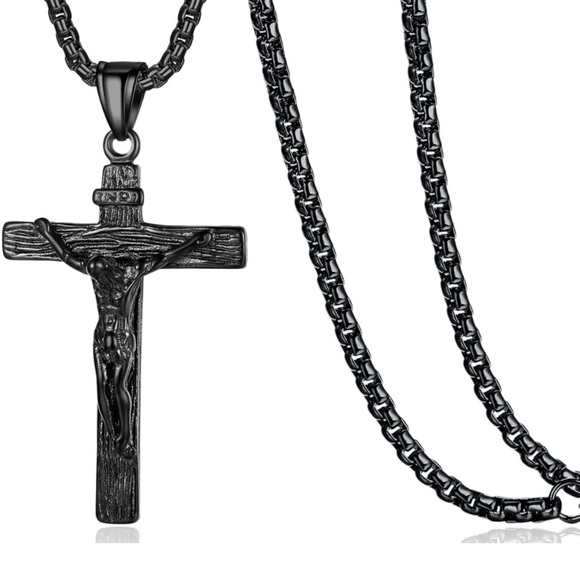 Stainless Steel Yeshua (Jesus) Crucifix  Pendant and 24” Necklaces - Picture 4 of 4